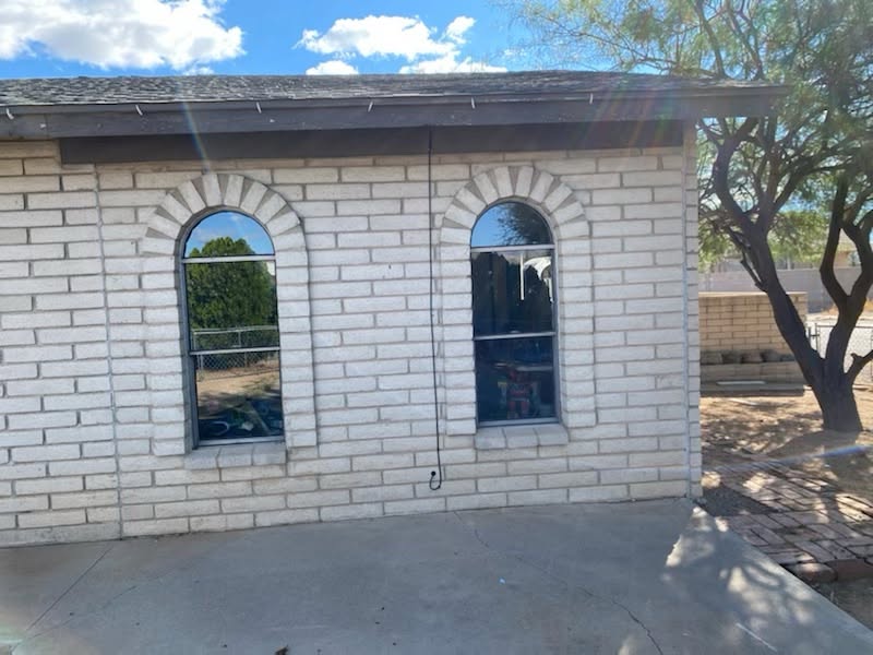 Same arched windows after E.A. Glass installed new clear insulated glass