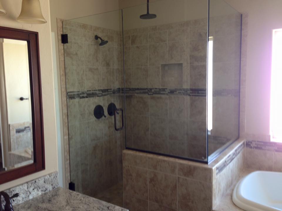 E.A. Glass shower enclosure: Frameless Corner Enclosure